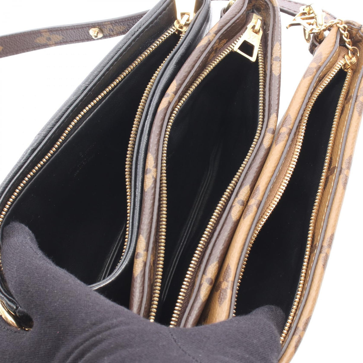 ポシェット LV 3 モノグラムリバース ショルダーバッグ PVC ラムレザー ブラック ライトブラウン ブラウン ルイヴィトン