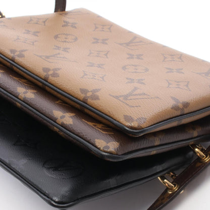 ポシェット LV 3 モノグラムリバース ショルダーバッグ PVC ラムレザー ブラック ライトブラウン ブラウン ルイヴィトン
