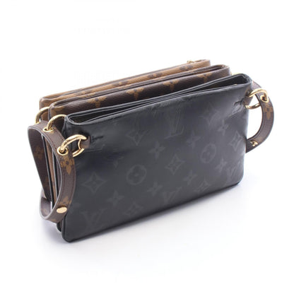 ポシェット LV 3 モノグラムリバース ショルダーバッグ PVC ラムレザー ブラック ライトブラウン ブラウン ルイヴィトン