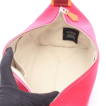 ブリッドアブラックPM ハイビスカス ハンドバッグ キャンバス ピンク ボルドー オレンジ シルバー金具 エルメス