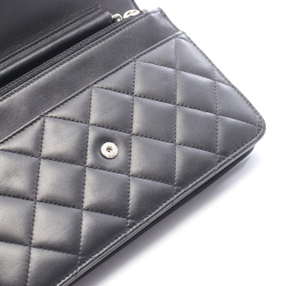 マトラッセ チェーンウォレット ラムスキン ブラック シルバー金具 シャネル
