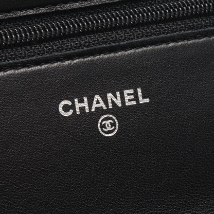 マトラッセ チェーンウォレット ラムスキン ブラック シルバー金具 シャネル