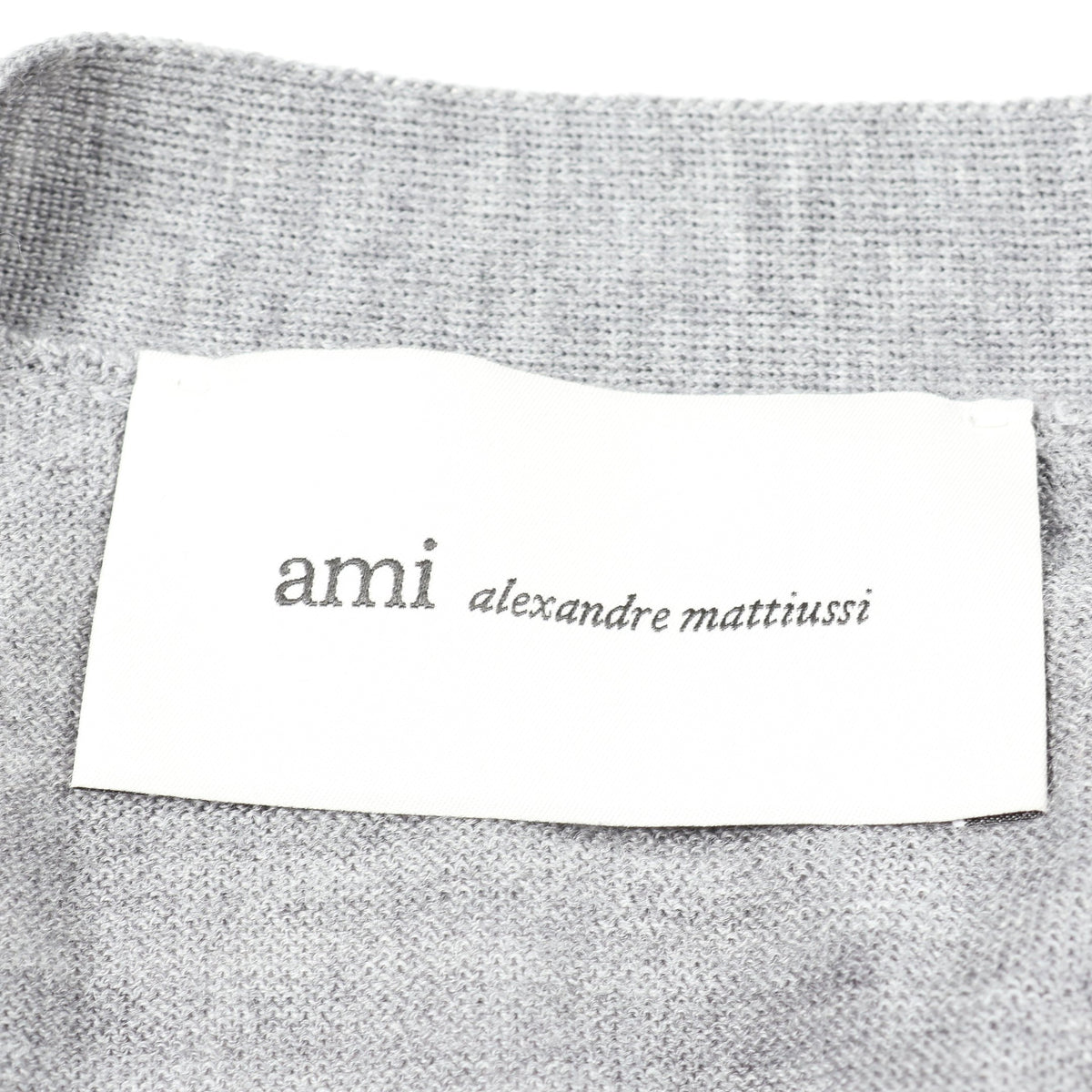 ロゴ刺繡 Vネック カーディガン ウール グレー アミアレクサンドルマテュッシ トップス AMI Alexandre Mattiussi