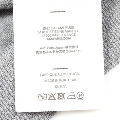 ロゴ刺繡 Vネック カーディガン ウール グレー アミアレクサンドルマテュッシ トップス AMI Alexandre Mattiussi