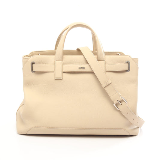 ノルマンディー ミディアム 2WAY ハンドバッグ トートバッグ レザー ライトベージュ クリスチャンディオール バッグ Christian Dior