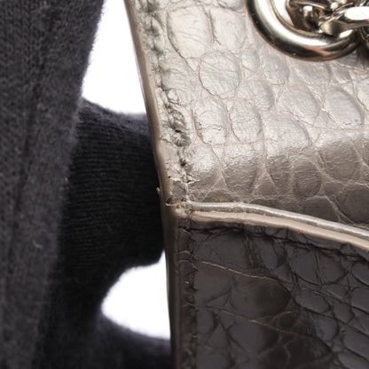 ケイト モノグラム クロコ型押し チェーンショルダーバッグ レザー グレー サンローランパリ バッグ SAINT LAURENT PARIS