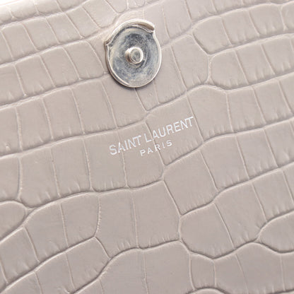 ケイト モノグラム クロコ型押し チェーンショルダーバッグ レザー グレー サンローランパリ バッグ SAINT LAURENT PARIS