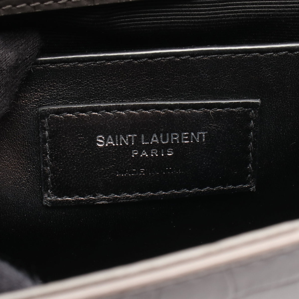 ケイト モノグラム クロコ型押し チェーンショルダーバッグ レザー グレー サンローランパリ バッグ SAINT LAURENT PARIS