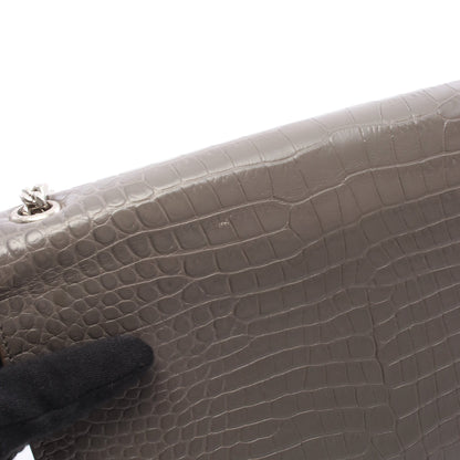 ケイト モノグラム クロコ型押し チェーンショルダーバッグ レザー グレー サンローランパリ バッグ SAINT LAURENT PARIS