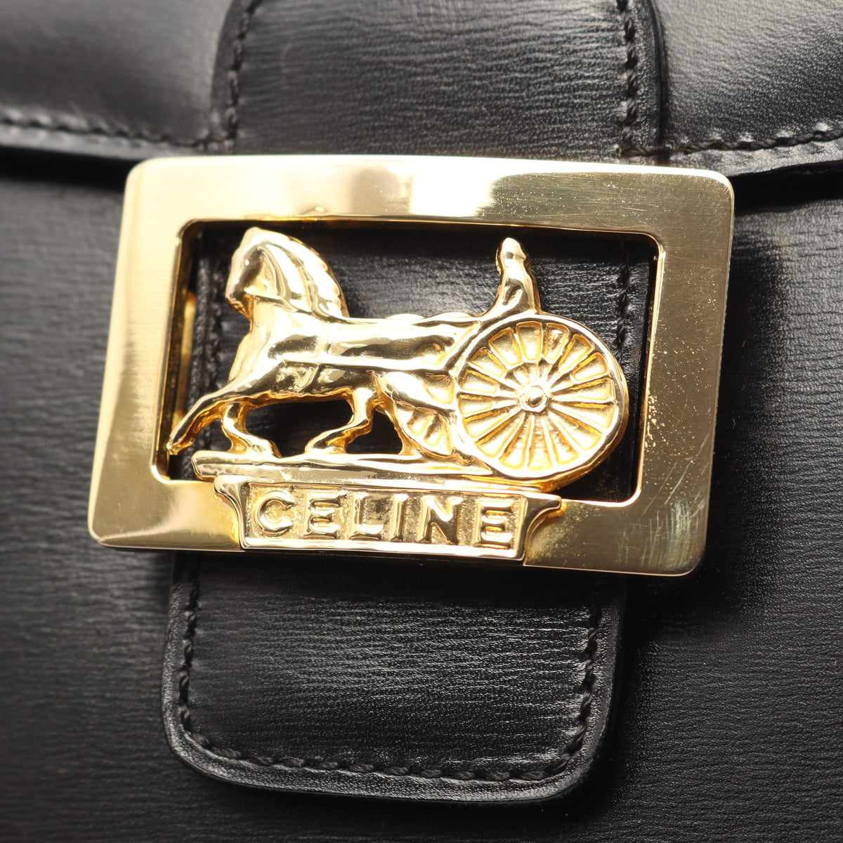 ホースキャリッジ ショルダーバッグ レザー ブラック セリーヌ バッグ CELINE