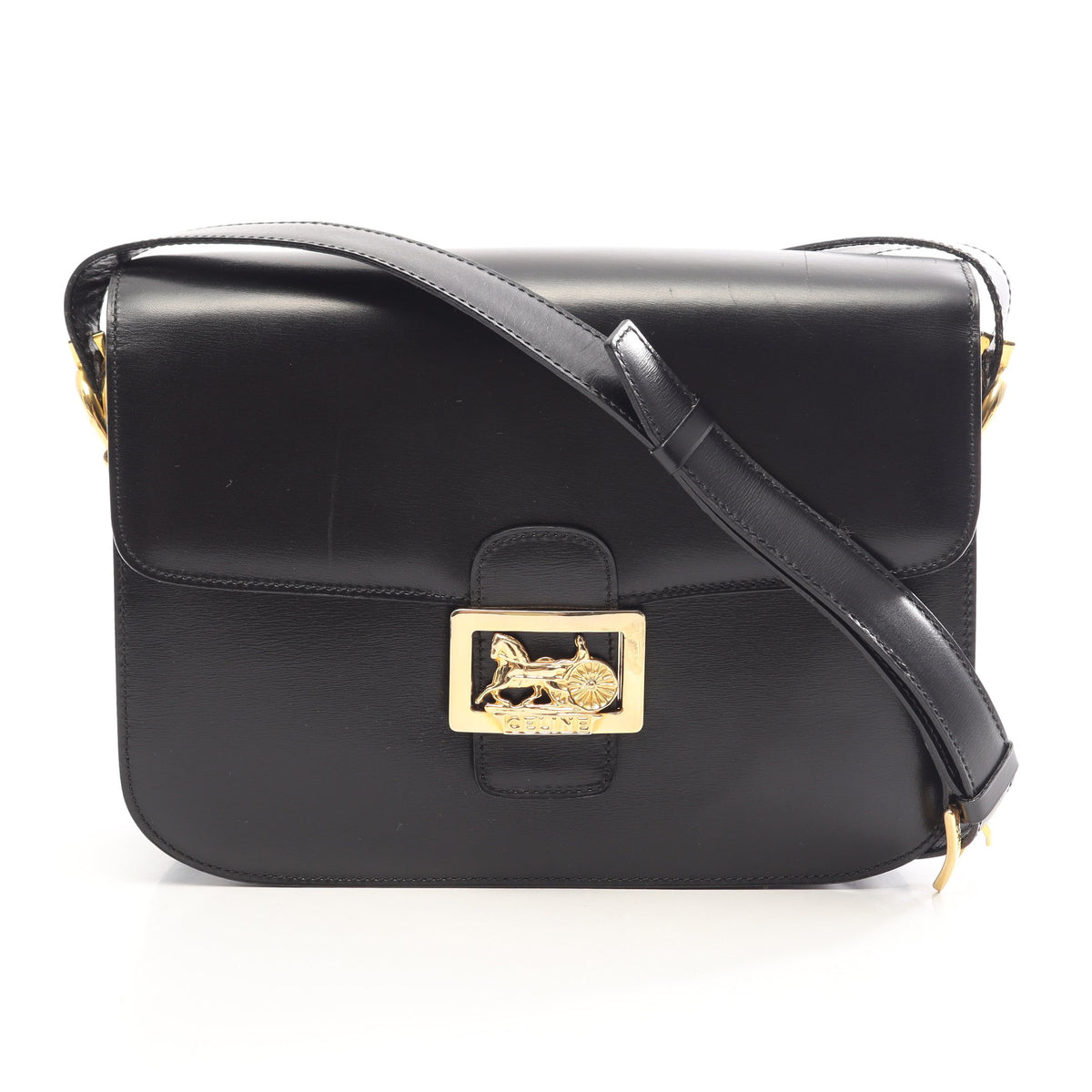 ホースキャリッジ ショルダーバッグ レザー ブラック セリーヌ バッグ CELINE