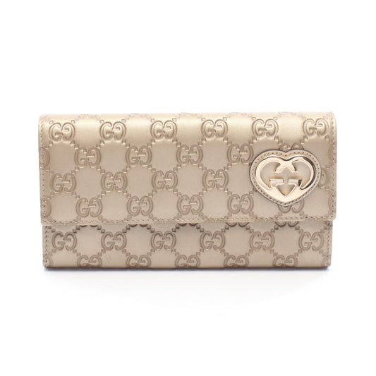 ラブリー グッチシマ 二つ折り長財布 レザー シャンパンゴールド グッチ 財布・小物 GUCCI
