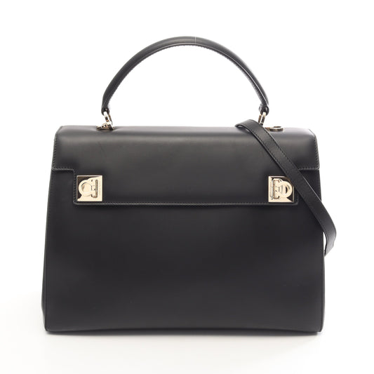 ガンチーニ 2WAY ハンドバッグ レザー ブラック サルヴァトーレフェラガモ バッグ Salvatore Ferragamo