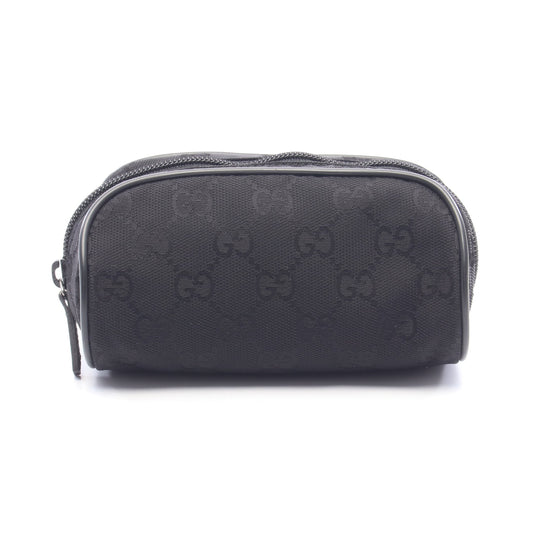 GGナイロン ポーチ キャンバス レザー ブラック グッチ 財布・小物 GUCCI