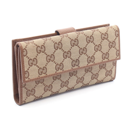 GGキャンバス Wホック財布 キャンバス レザー ベージュ ブラウン グッチ 財布・小物 GUCCI