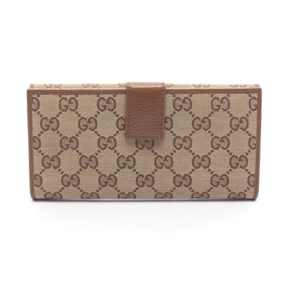 GGキャンバス Wホック財布 キャンバス レザー ベージュ ブラウン グッチ 財布・小物 GUCCI