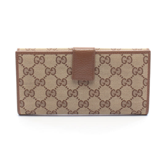 GGキャンバス Wホック財布 キャンバス レザー ベージュ ブラウン グッチ 財布・小物 GUCCI