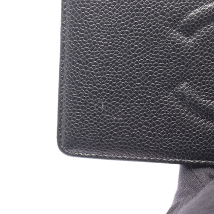 ココマーク 二つ折り長財布 キャビアスキン ブラック シルバー金具 シャネル