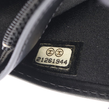 ココマーク 二つ折り長財布 キャビアスキン ブラック シルバー金具 シャネル