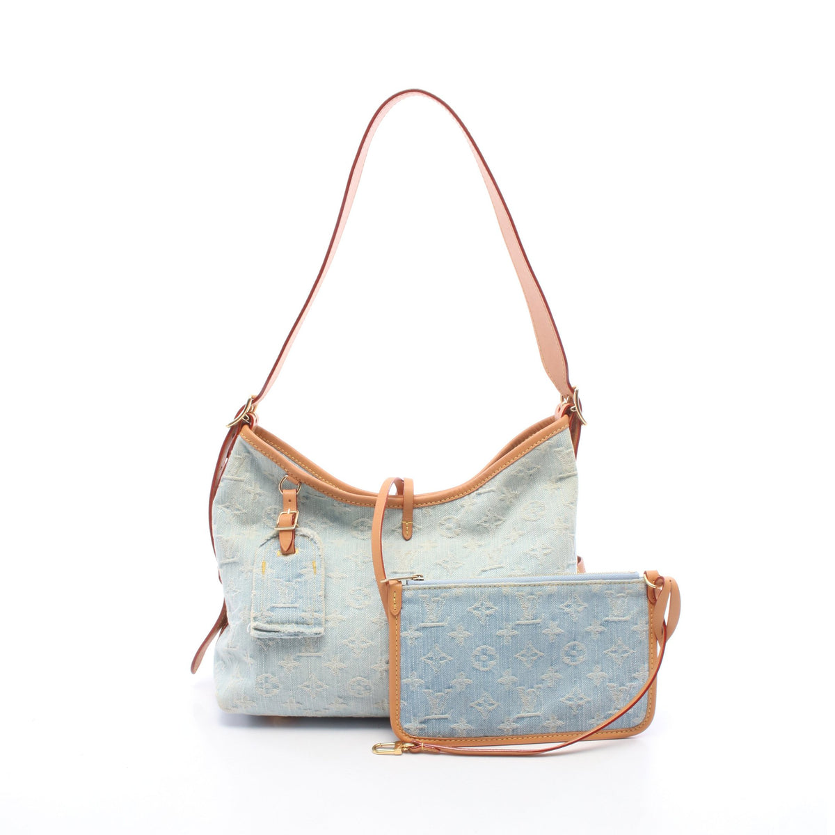 LV バイザプール キャリーオール NM PM モノグラムデニム ショルダーバッグ デニム レザー ライトブルー ブラウン ルイヴィトン