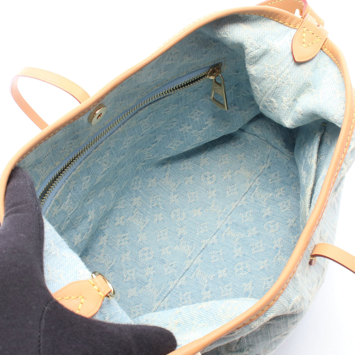 LV バイザプール キャリーオール NM PM モノグラムデニム ショルダーバッグ デニム レザー ライトブルー ブラウン ルイヴィトン