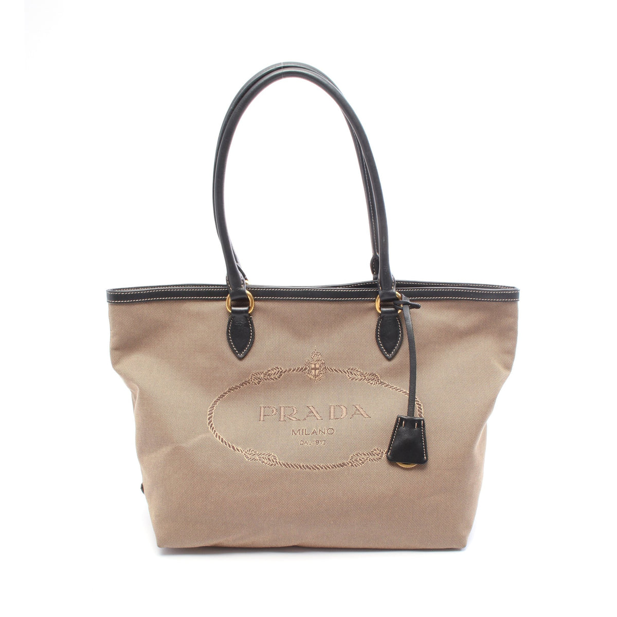 LOGO JACQUARD ロゴジャガード ショルダーバッグ トートバッグ キャンバス レザー ブラウン ブラック プラダ