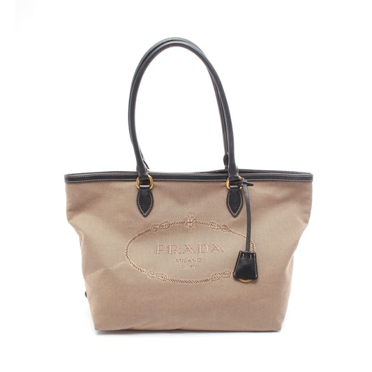 LOGO JACQUARD ロゴジャガード ショルダーバッグ トートバッグ キャンバス レザー ブラウン ブラック プラダ