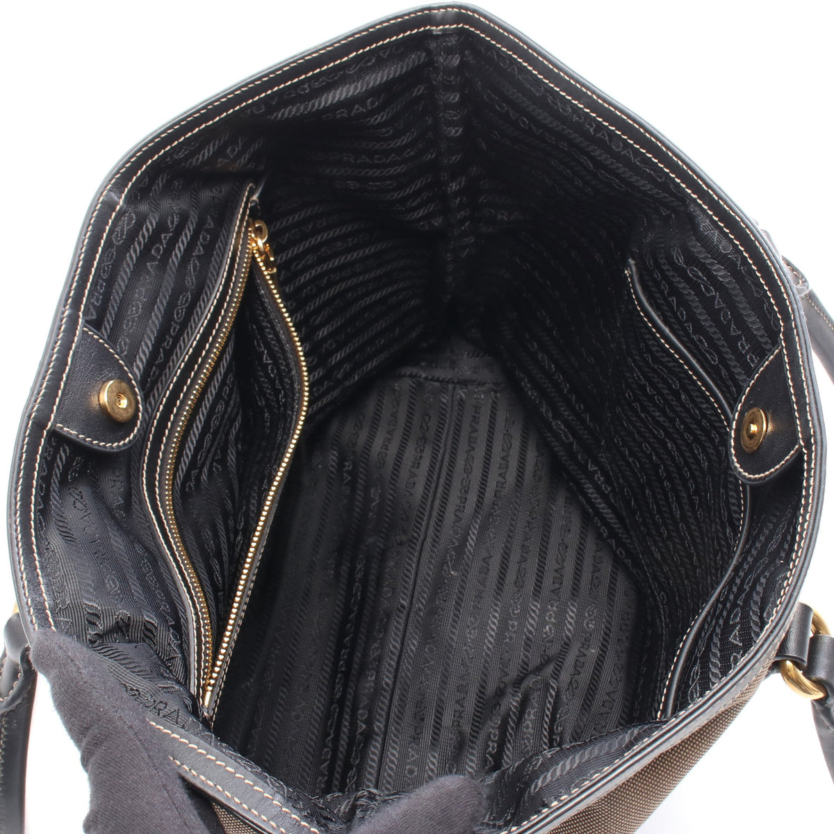 LOGO JACQUARD ロゴジャガード ショルダーバッグ トートバッグ キャンバス レザー ブラウン ブラック プラダ