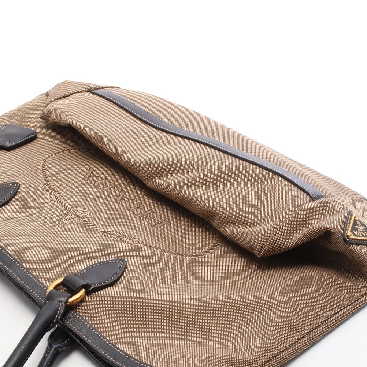 LOGO JACQUARD ロゴジャガード ショルダーバッグ トートバッグ キャンバス レザー ブラウン ブラック プラダ