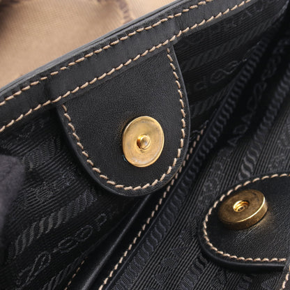 LOGO JACQUARD ロゴジャガード ショルダーバッグ トートバッグ キャンバス レザー ブラウン ブラック プラダ