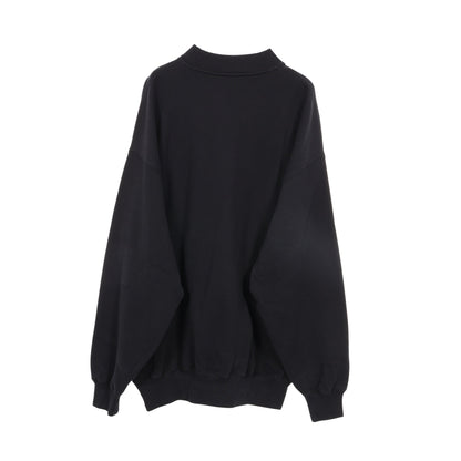 ロゴ刺繍 スウェットシャツ ハイネック コットン ブラック バレンシアガ