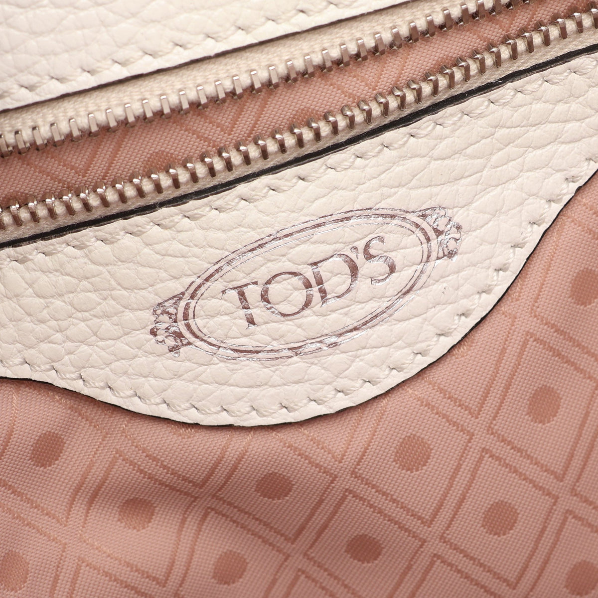 ダブルT バケットバッグ 2WAY ハンドバッグ レザー ホワイト ライトブラウン トッズ バッグ TOD'S
