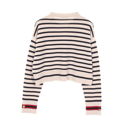 ボーダー クロップド ニット ウール ベージュ ブラック マックスマーラ トップス Max Mara