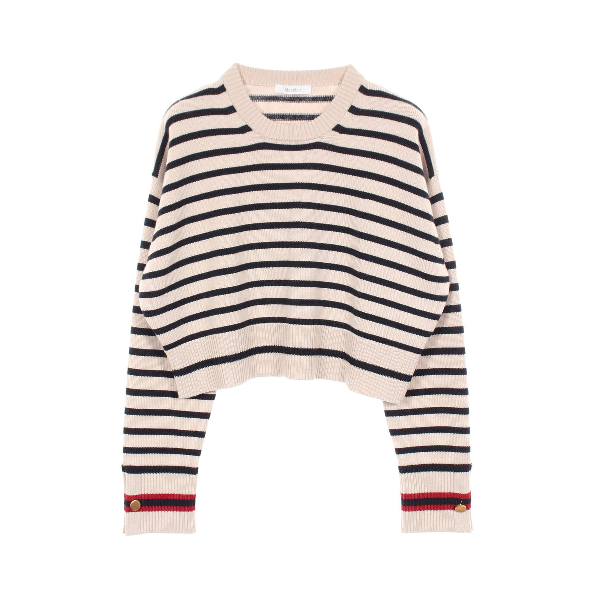 ボーダー クロップド ニット ウール ベージュ ブラック マックスマーラ トップス Max Mara