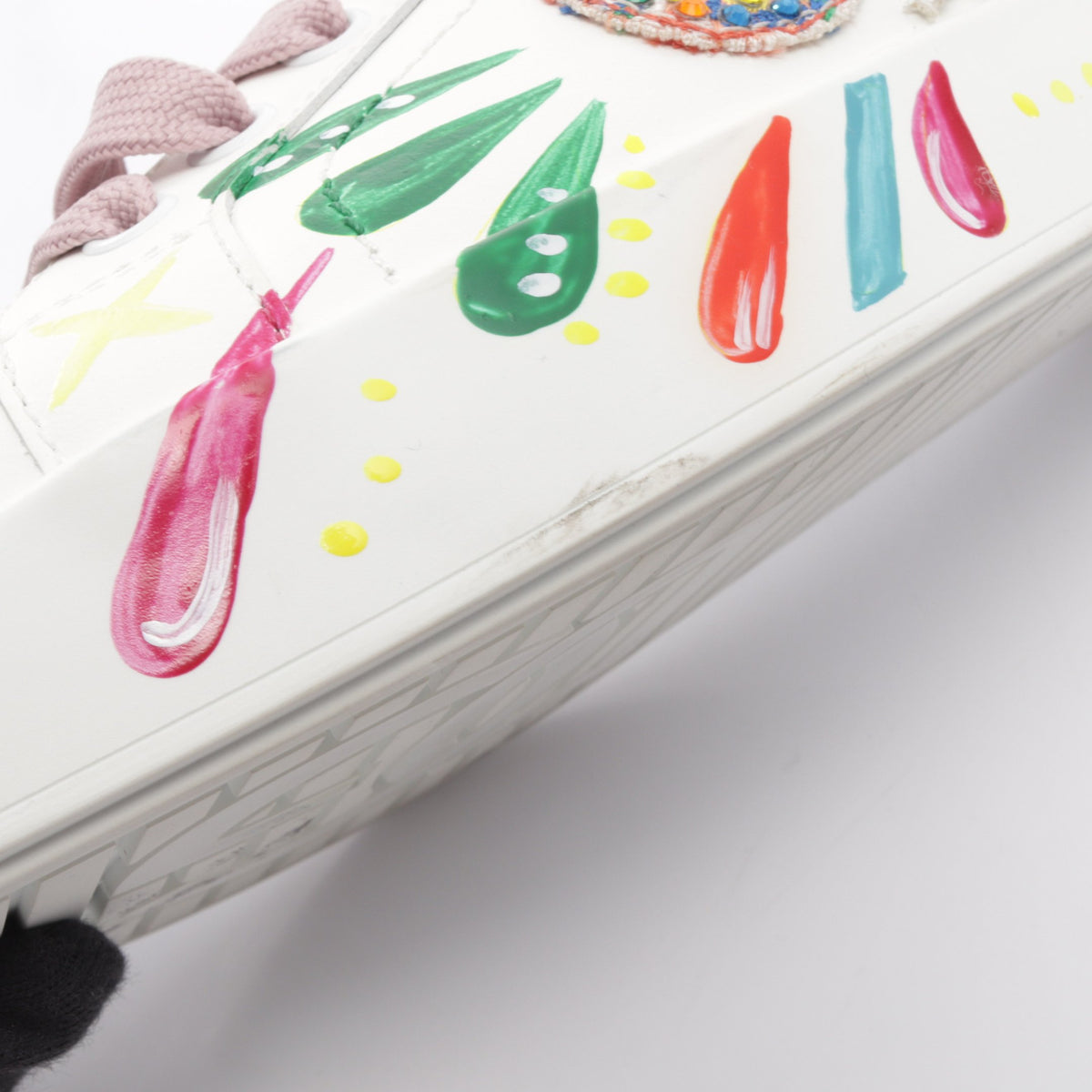 ポルトフィーノ ローカットスニーカー レザー ホワイト ピンク マルチカラー ドルチェアンドガッバーナ