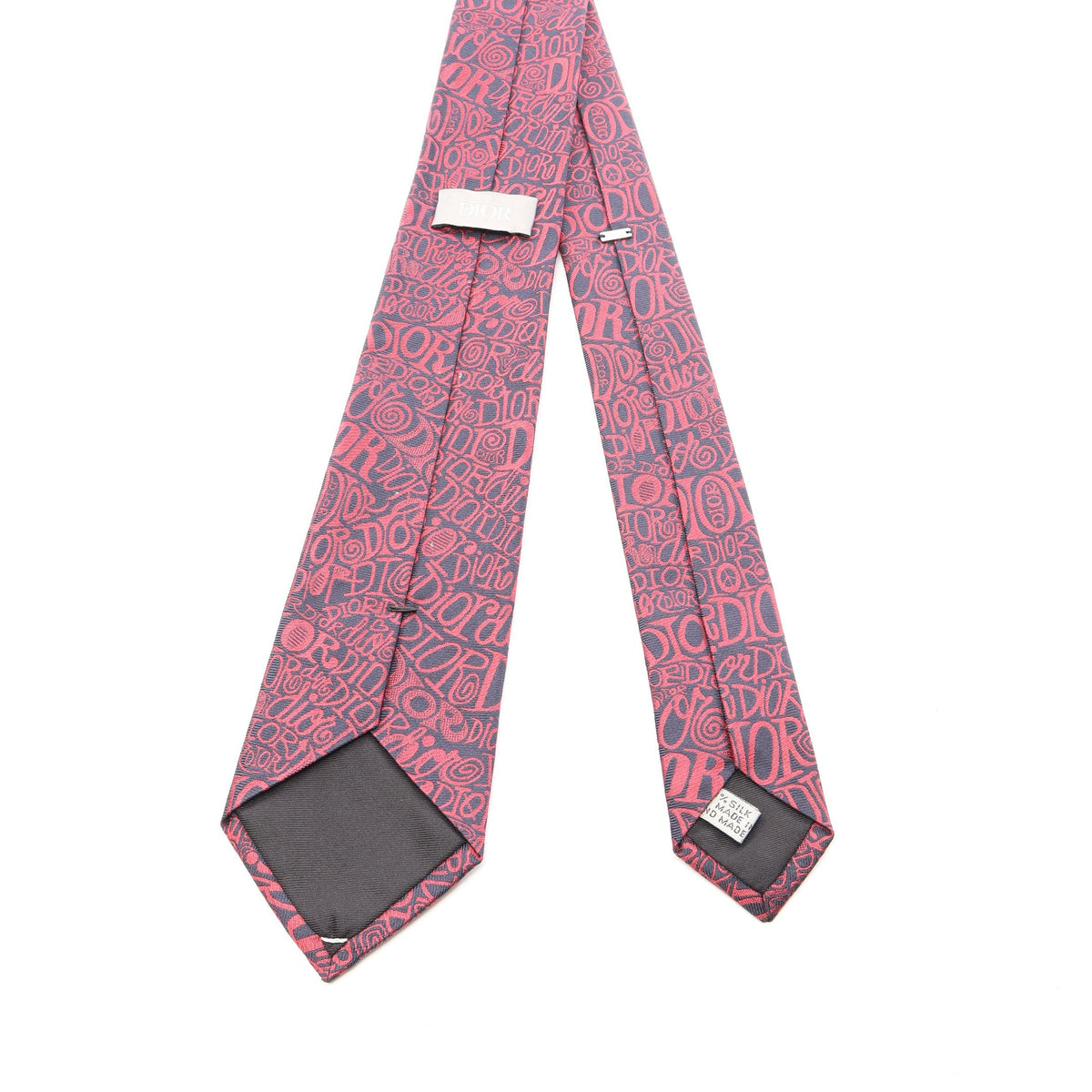DIOR × Shawn Stussy ロゴ総柄 ネクタイ シルク ダークネイビー レッド ディオール