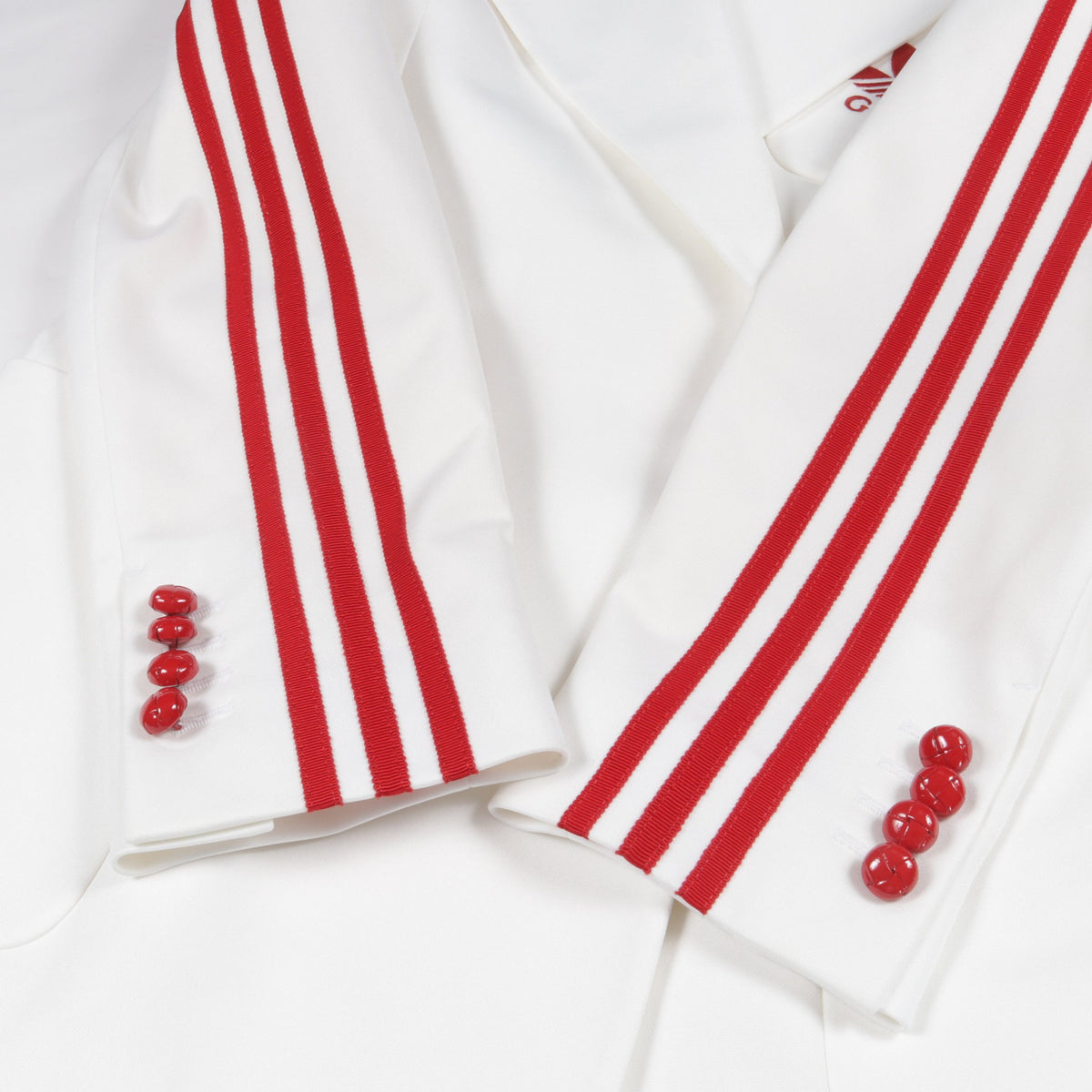 GUCCI × adidas ジャージー ダブルブレスト テーラードジャケット ホワイト レッド グッチ