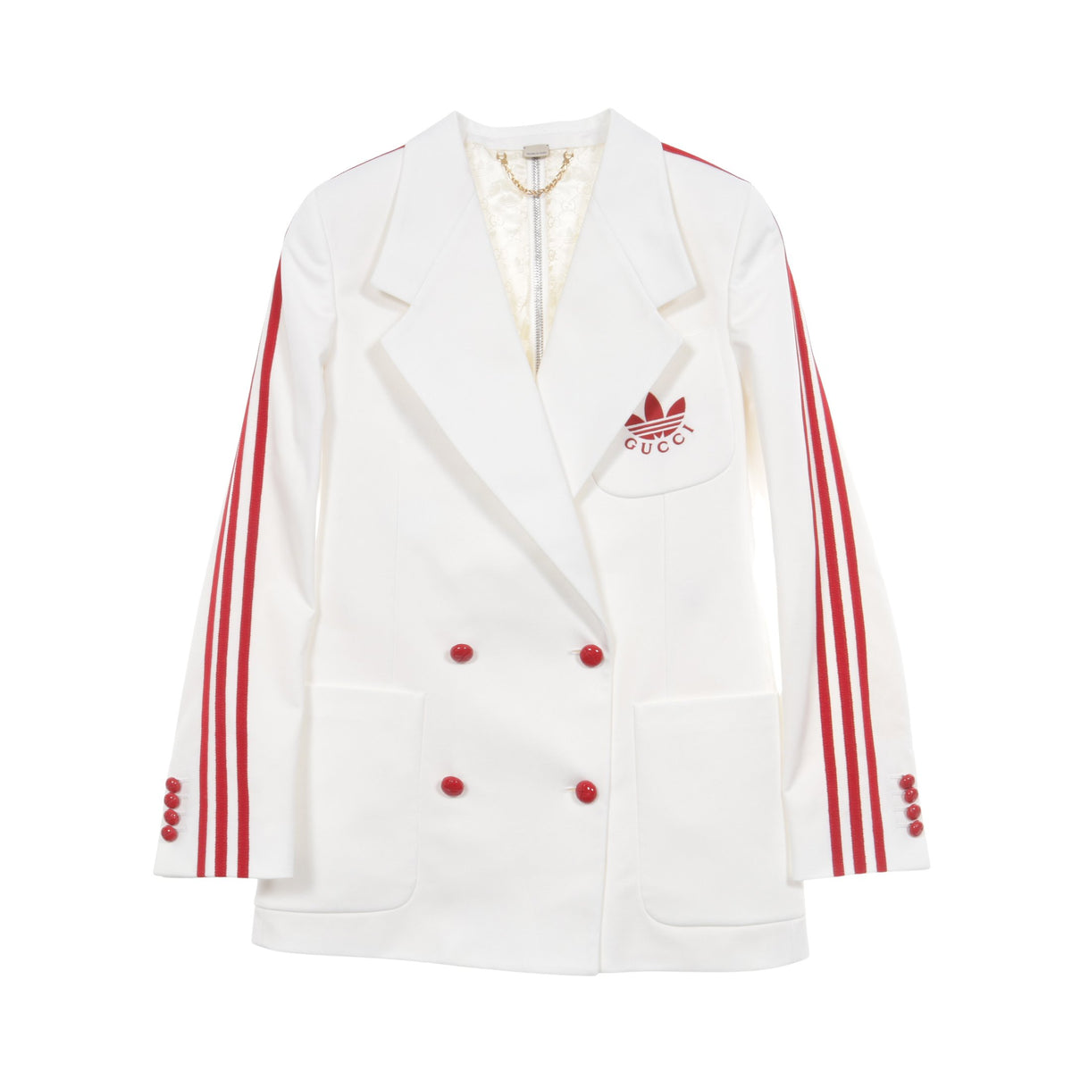 GUCCI × adidas ジャージー ダブルブレスト テーラードジャケット ホワイト レッド グッチ