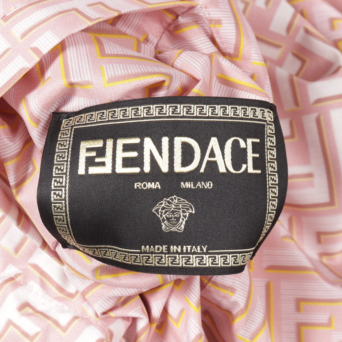 FENDI × VERSACE FENDACE リバーシブル ナイロンジャケット ナイロン ライトピンク イエロー マルチカラー フェンディ