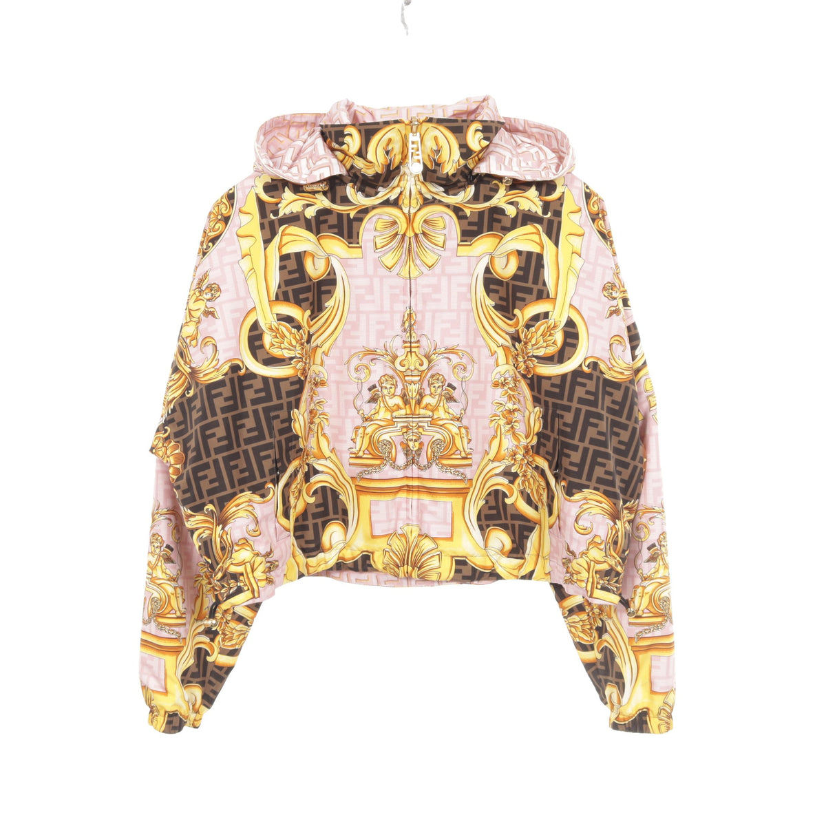 FENDI × VERSACE FENDACE リバーシブル ナイロンジャケット ナイロン ライトピンク イエロー マルチカラー フェンディ