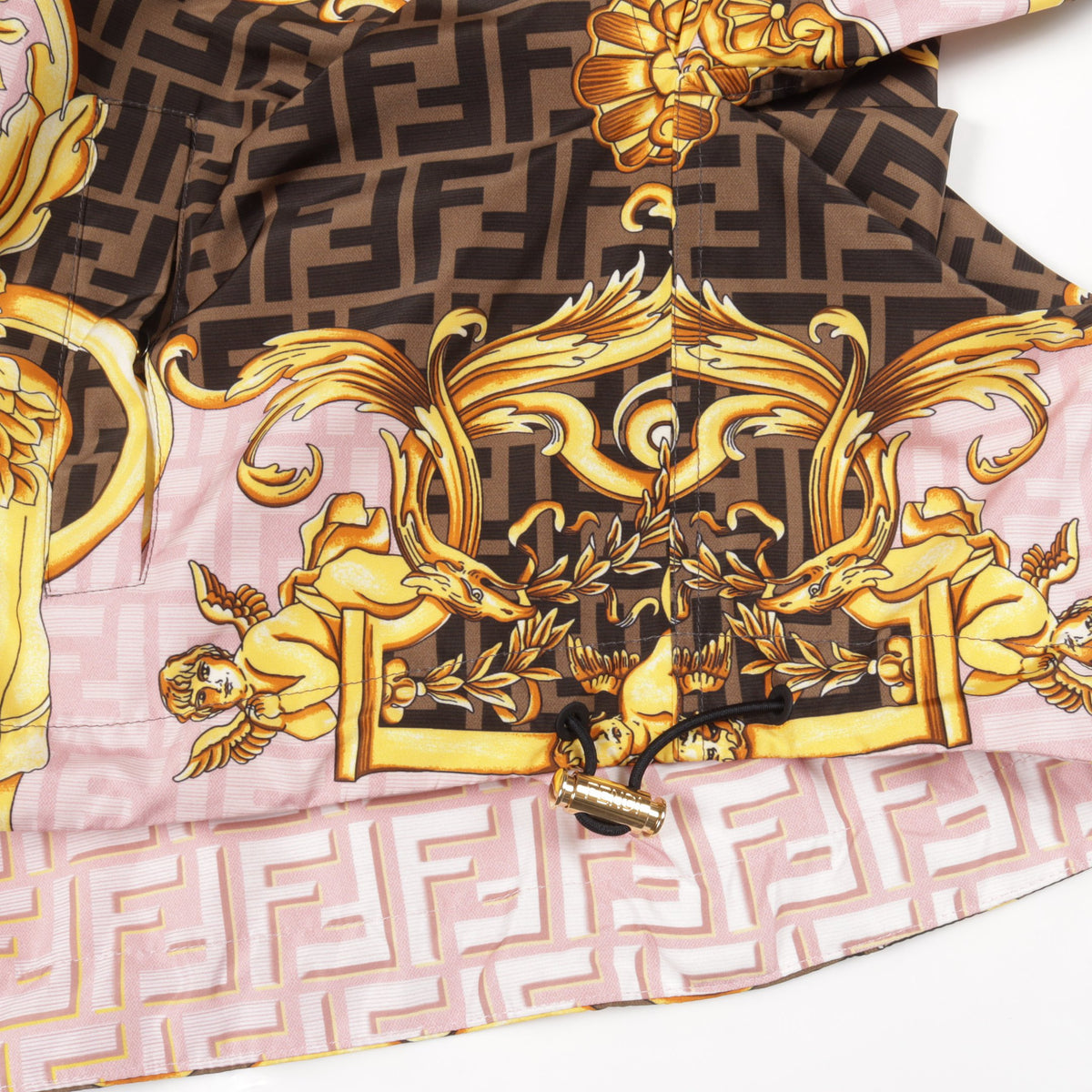 FENDI × VERSACE FENDACE リバーシブル ナイロンジャケット ナイロン ライトピンク イエロー マルチカラー フェンディ