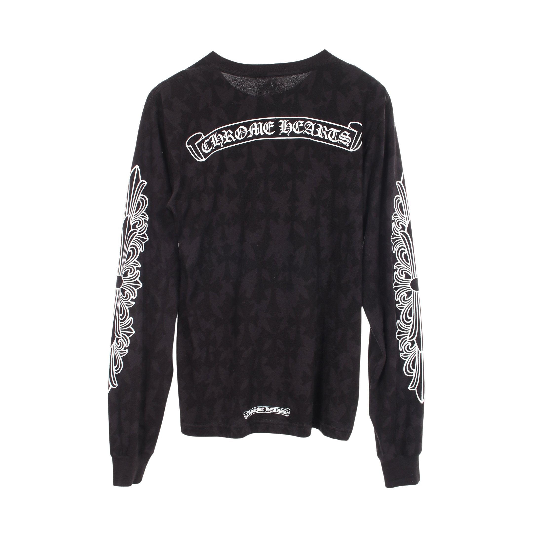 セメタリークロス 総柄 ホースシュー バックロゴ 長袖Tシャツ コットン
