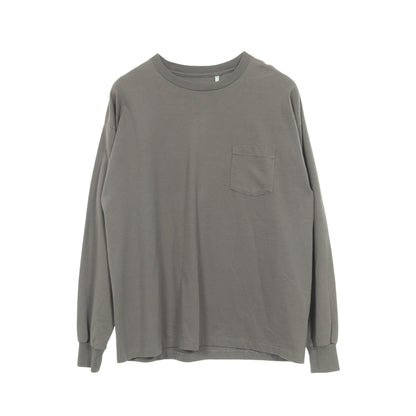 ポケット付き 長袖Tシャツ コットン グレーグリーン キャプテンサンシャイン