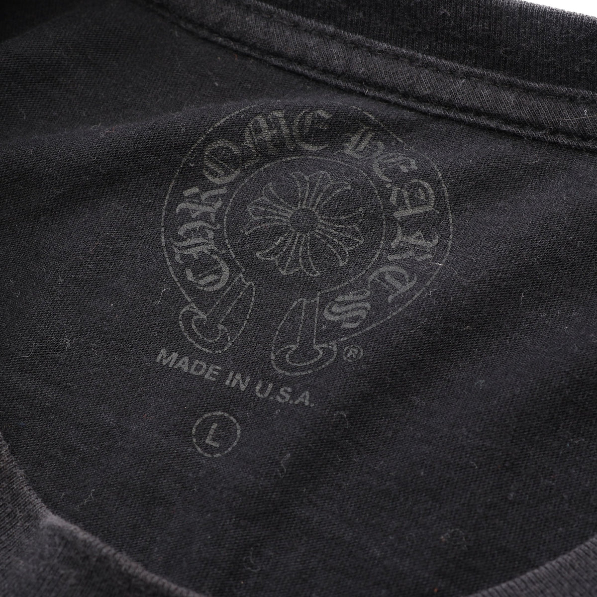 スクロールラベル 半袖Tシャツ コットン ブラック クロムハーツ