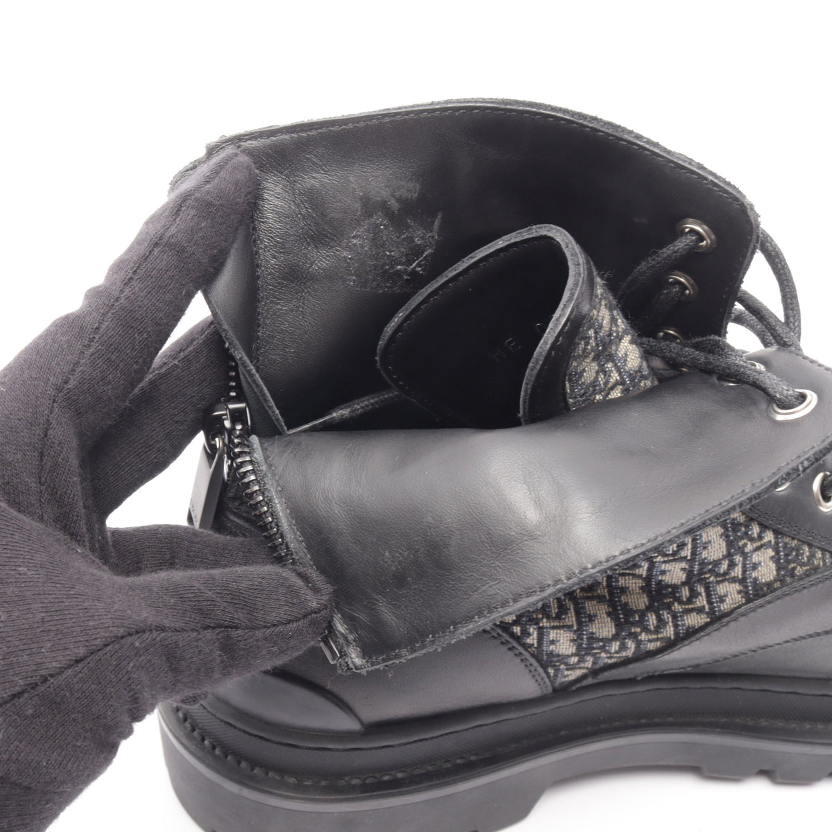 Dior Explorer オブリーク アンクル ブーツ レザー キャンバス ブラック ベージュ ネイビー ディオール
