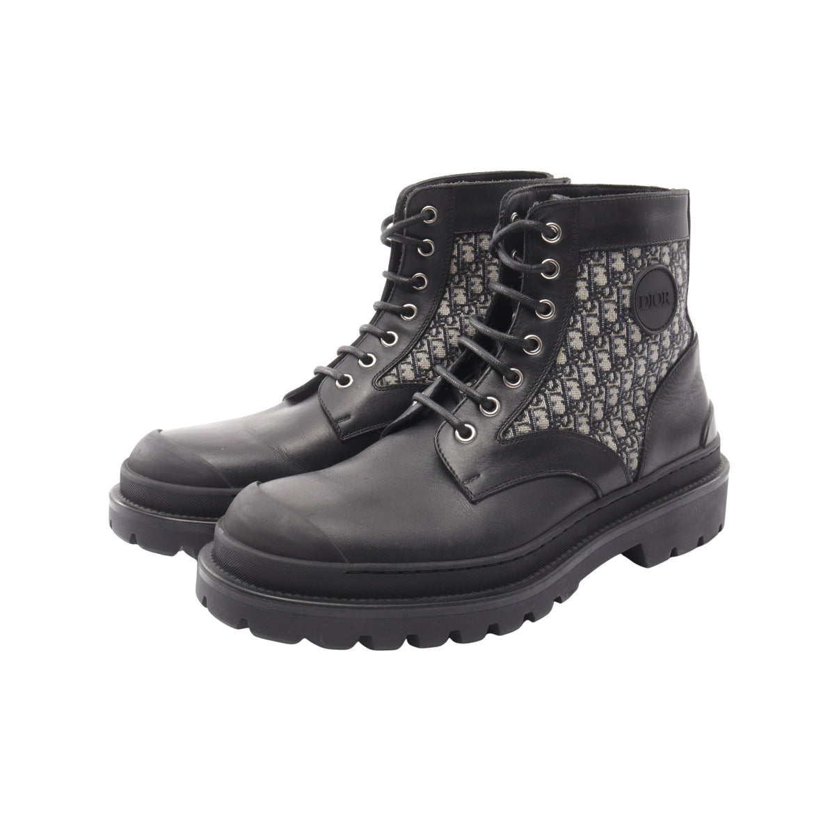 Dior Explorer オブリーク アンクル ブーツ レザー キャンバス ブラック ベージュ ネイビー ディオール