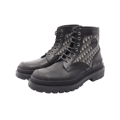 Dior Explorer オブリーク アンクル ブーツ レザー キャンバス ブラック ベージュ ネイビー ディオール