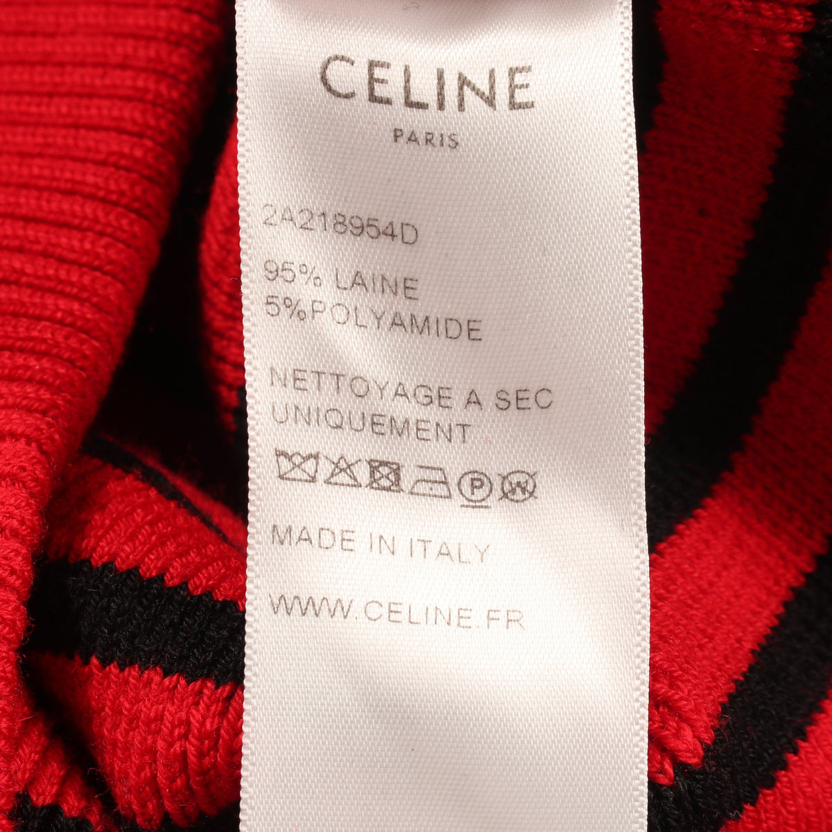 ショルダージップ ボーダー柄 ボートネック ニット ウール ナイロン ブラック レッド セリーヌ トップス CELINE
