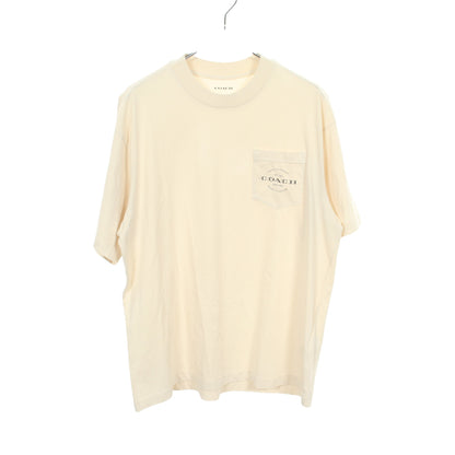 ロゴプリント ポケット付き 半袖Tシャツ コットン アイボリー コーチ