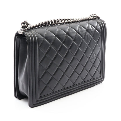ボーイシャネル ラージ マトラッセ チェーンショルダーバッグ ラムスキン ブラック シルバー金具 シャネル バッグ CHANEL